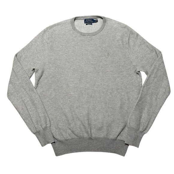 Polo Ralph Lauren Gray Pima Cotton Long Sleeve Crew Neck Sweater, Medium - Picture 1 of 9